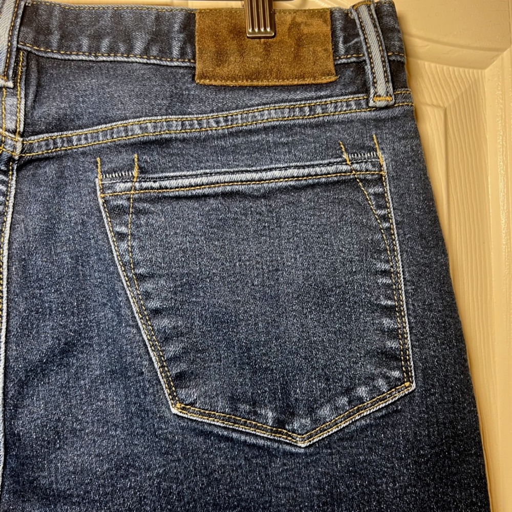 Todd Snyder Slim Fit Jeans Mens 36x32 Dark Wash Indigo Blue Button Fly Denim - Picture 5 of 10